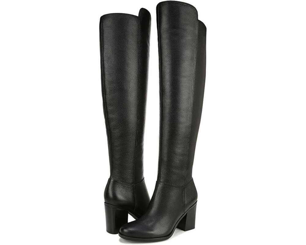 Naturalizer Womens Kyrie Knee High Boots Size 8.5 M Wide Calf Black Leather NIB